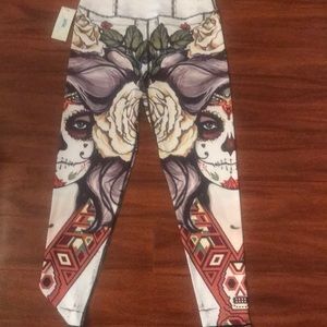 Lotus Leggings Day of the dead design